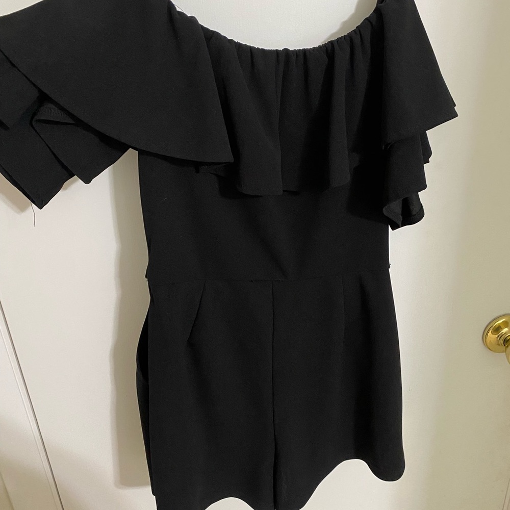Black off shoulder romper